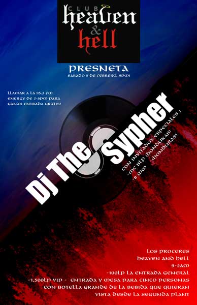 poster for DJ Sypher playing at club Heven and Hell