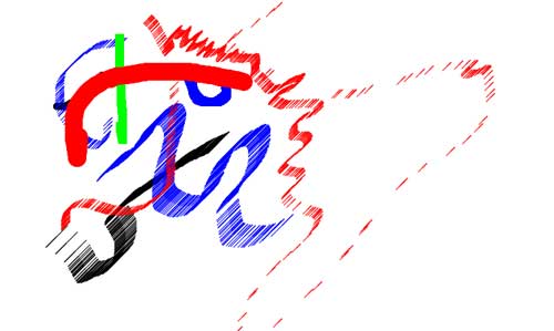 random drawing showing textures and colors of the canvas drawing application